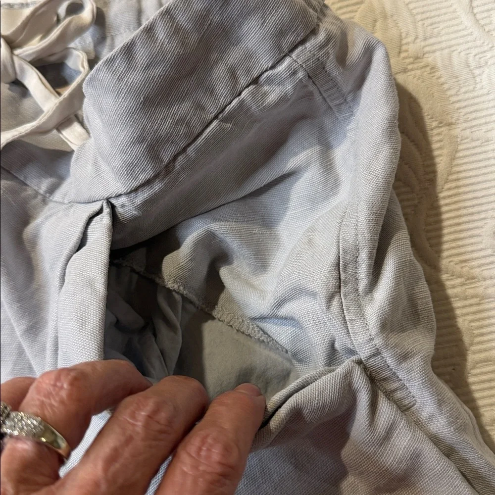 Wilfred Light Gray Drawstring Crop Joggers Linen Blend Size 4. Pockets